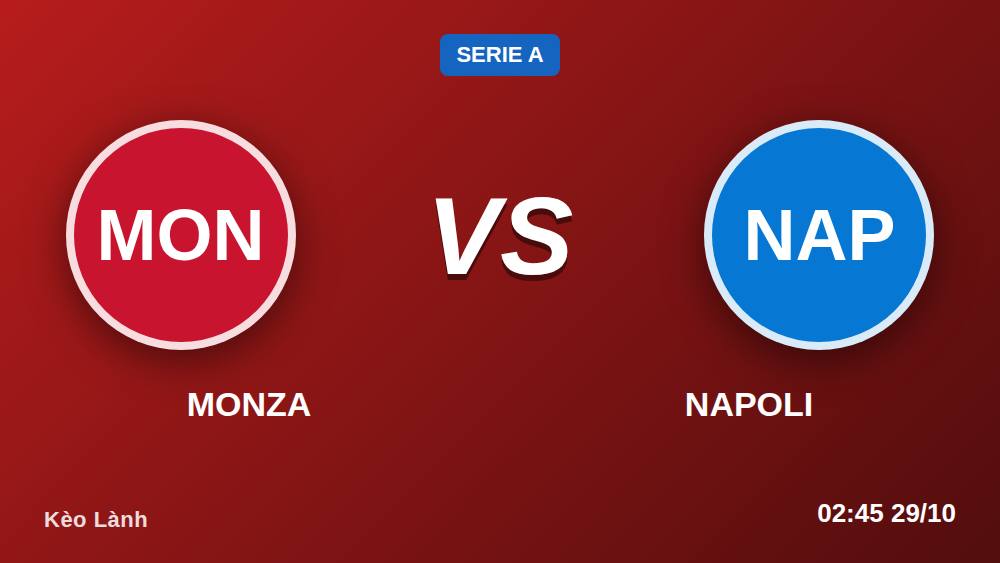 Monza vs Napoli: So sánh phong độ và kèo chấp -150 tại U-Power